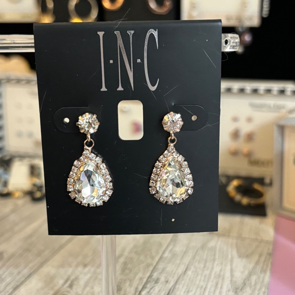 INC Rhinestone Teardrop earrings